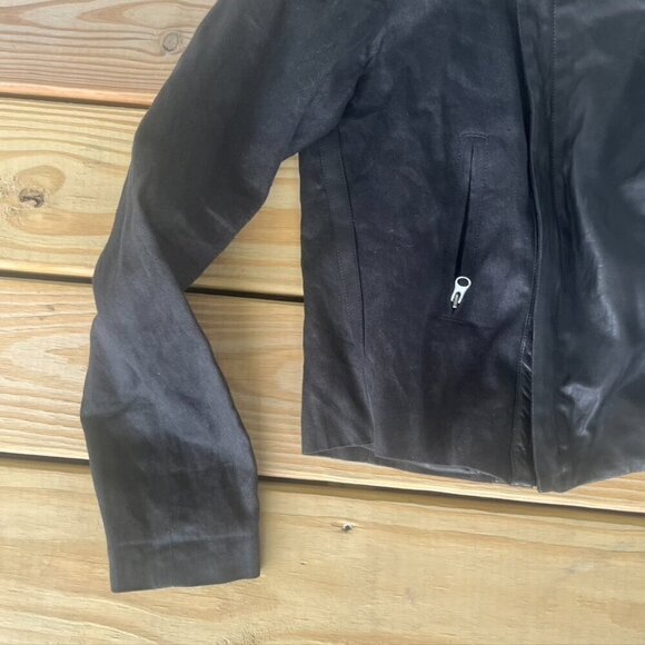 Vince  Black Leather Sleeved Moto Jacket Size Large - Picture 2 of 13